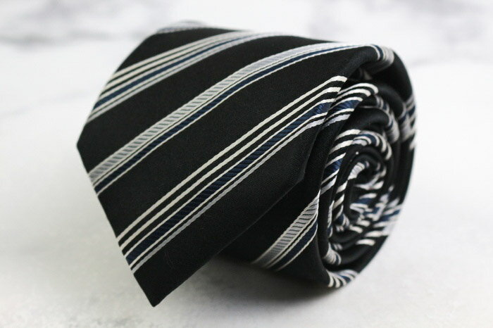 カルディアーネ ブランド ネクタイ シルク ストライプ柄 チェック柄 PO メンズ ブラック CALDIANE 【中古】