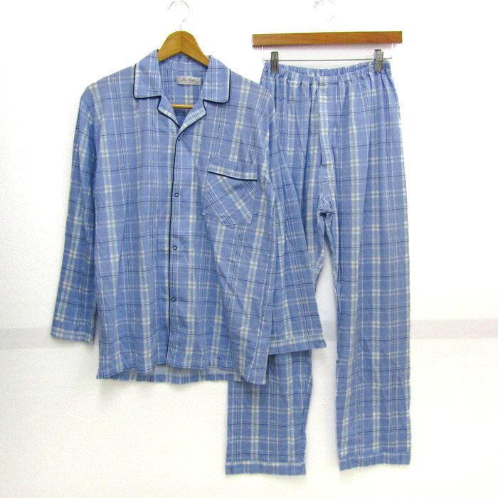 ジョイマルチ セットアップ 上下セット パジャマ 部屋着 メンズ Mサイズ ブルー系 Joy Multi 【中古】
