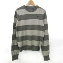 アバクロンビー&フィッチ セーター トップス 長袖 ニット ボーダー柄 メンズ Mサイズ グレー Abercrombie & Fitch 【中古】(4)