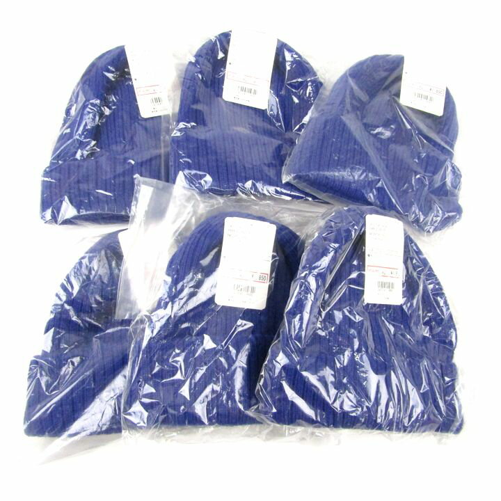ナノユニバース ニットキャップ 未使用 帽子 6点セット まとめて 大量 ブランド メンズ レディース 57-59cmサイズ ブルー nano universe 【中古】