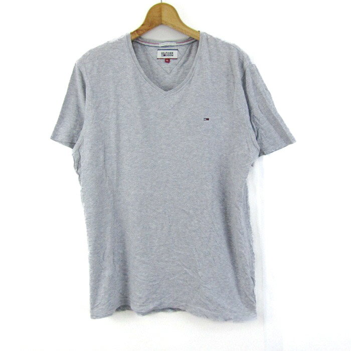ヒルフィガーデニム 半袖Tシャツ トップス アメリカンオリジナル 大きいサイズ メンズ XLサイズ グレー HILFIGER DENIM 【中古】
