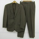 アランフラッサー スーツ セットアップ ウール100% 上下セット 記名有 日本製 メンズ 92 A5サイズ カーキ系 ALAN FLUSSER 【中古】