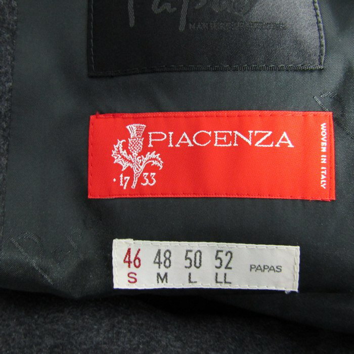 ピアチェンツァ スーツ セットアップ 上下セット ウール 日本製 イタリア生地 メンズ 46S/48Mサイズ グレー PIACENZA 【中古】