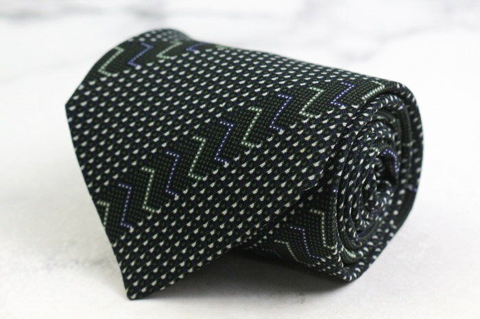 ジョルジオアルマーニ ブランド ネクタイ シルク ストライプ柄 小紋柄 ライン柄 伊製生地 PO メンズ ブラック GIORGIO ARMANI 【中古】
