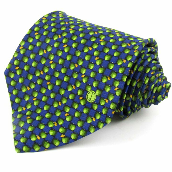ダンヒル ネクタイ 果物柄 dロゴ シルク ブランド メンズ ブルー Dunhill 【中古】