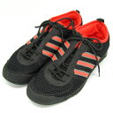 アディダス ランニングシューズ 915470 ローカット スニーカー 靴 キッズ 男の子用 24.5サイズ ブラック×オレンジ系 adidas 【中古】