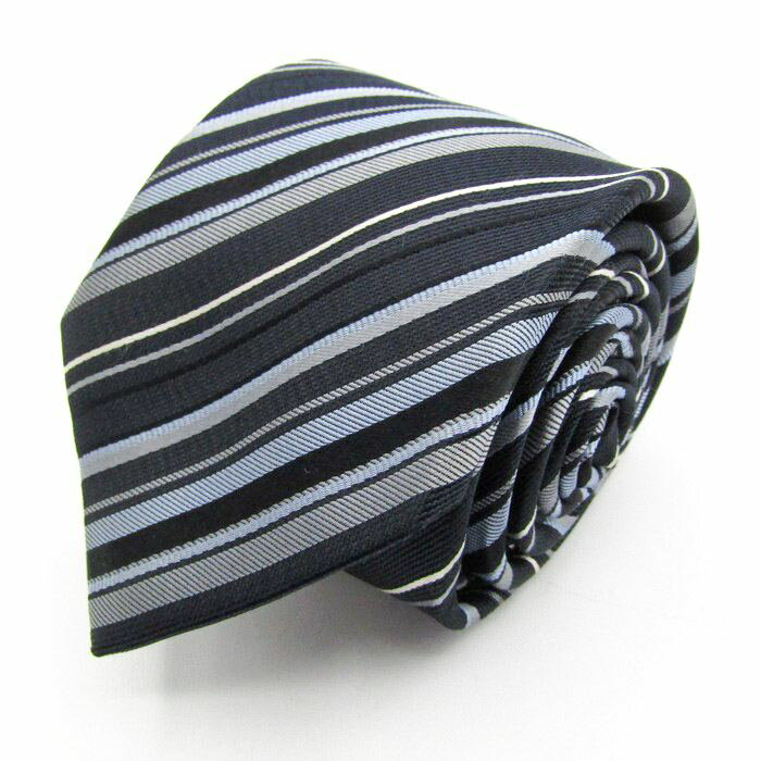 ミスタージュンコ ブランド ネクタイ ストライプ柄 シルク PO メンズ ネイビー Mr.JUNKO 【中古】