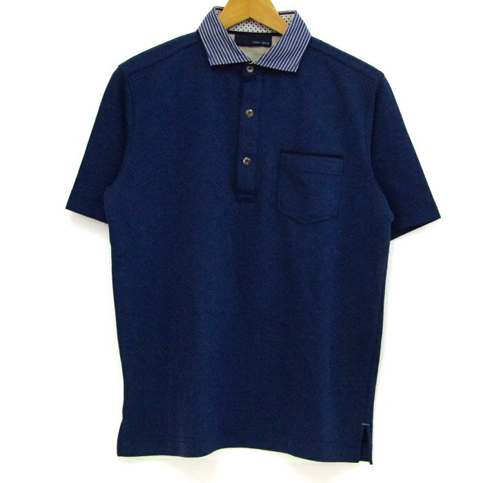 ジョセフアブード ポロシャツ トップス 半袖 衿ストライプ オンワード樫山 メンズ Mサイズ ネイビー JOSEPH ABBOUD 【中古】