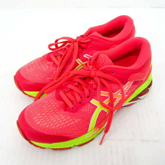 アシックス ランニングシューズ ゲルカヤノ26 ローカット スニーカー 靴 レディース 24.5サイズ レッド系 asics 【中古】