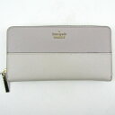 ケイトスペード 長財布 ラウンドジップ 小銭入れあり ウォレット ブランド レディース ラベンダー×グレー系 Kate Spade 【中古】