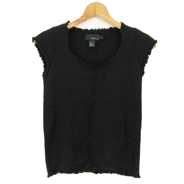 ダナキャラン ニューヨークピュア ニット トップス ノースリーブ ウール100% レディース Pサイズ ブラック DKNY pure 【中古】