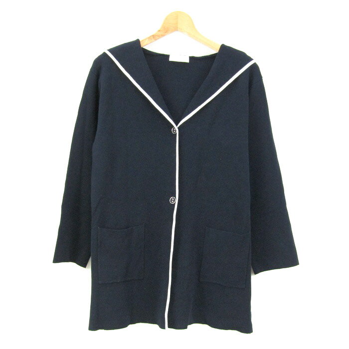 エニィスィス カラーフーディ カーディガン トップス レディース 2サイズ ネイビー系 anySiS 【中古】