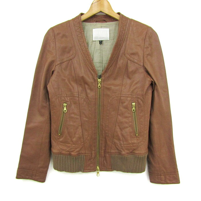 カリテ レザーブルゾン ブランド アバハウス アウター レディース 2サイズ ブラウン系 qualite 【中古】