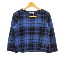 ジェイプレス ニット 長袖 チェック柄 ウール混 トップス レディース Mサイズ ブルー系×ブラック系 J.PRESS 【中古】(4)