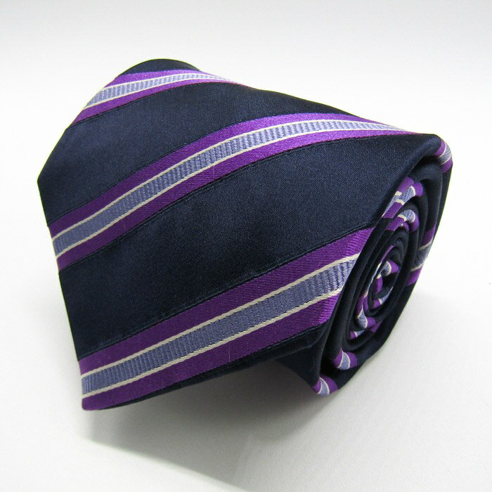 アンドリューズタイ ブランド ネクタイ ストライプ柄 シルク イタリア製 PO メンズ ネイビー Andrew's Ties 【中古】