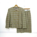 ダックス セットアップ 上下セット ジャケット スカート チェック柄 レディース 13BR/72-76サイズ ベージュ DAKS 【中古】