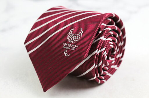 東京2020 ブランド ネクタイ オリンピック ロゴ ストライプ柄 ダブルストライプ PO メンズ ワインレッド オリンピック 【中古】 東京2020 ブランド ネクタイ オリンピック ロゴ ストライプ柄 ダブルストライプ PO メンズ ワインレッド オリンピック 【中古】