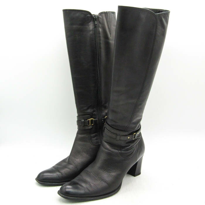 イング ブーツ 本革 レザー ブランド シューズ靴 黒 レディース 23.5サイズ ブラック ing 【中古】