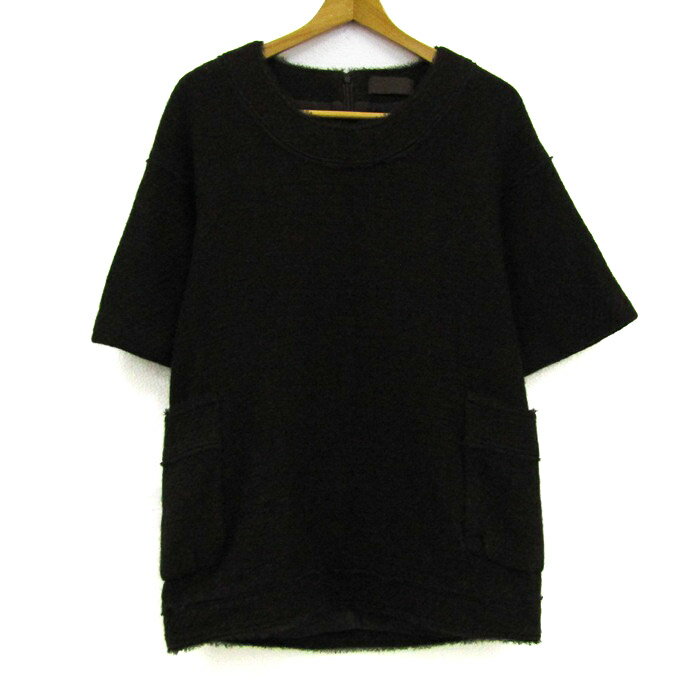 ダブルアール チュニック シャツ トップス ウール アンゴラ混 日本製 レディース Fサイズ ブラウン WR 【中古】