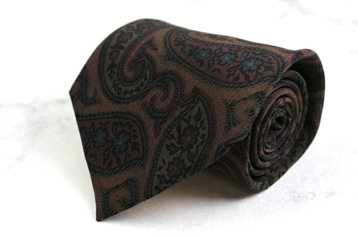 タケオキクチ ブランド ネクタイ 総柄 ペイズリー 幾何学模様 シルク PO メンズ ブラウン TAKEO KIKUCHI 【中古】