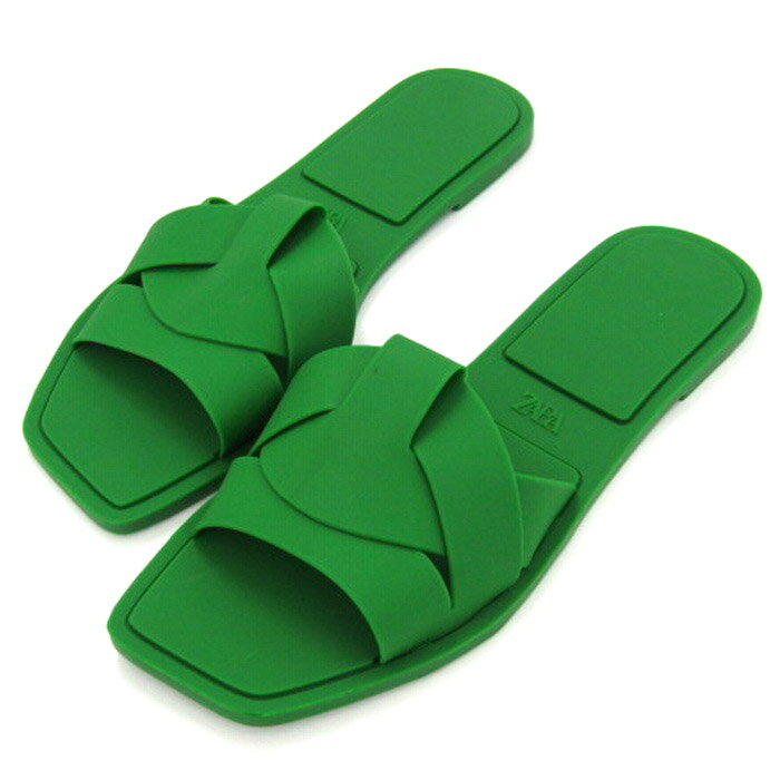 ザラ サンダル ミュール スリッパ フラット 靴 レディース 38サイズ グリーン ZARA 【中古】のサムネイル