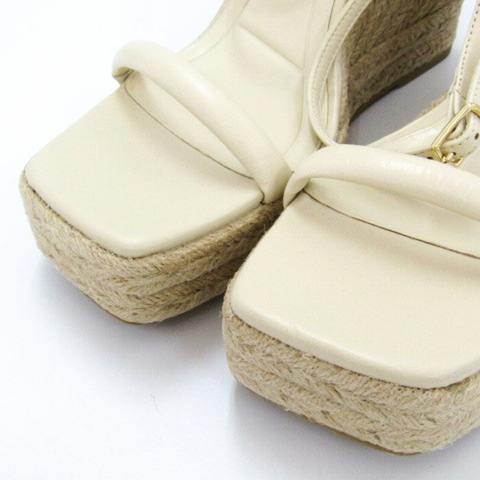 【全品39％OFFクーポン配布中】ザラ サンダル ウェッジソール ジュート ストラップ 靴 レディース 40サイズ ベージュ系 ZARA 【中古】 2