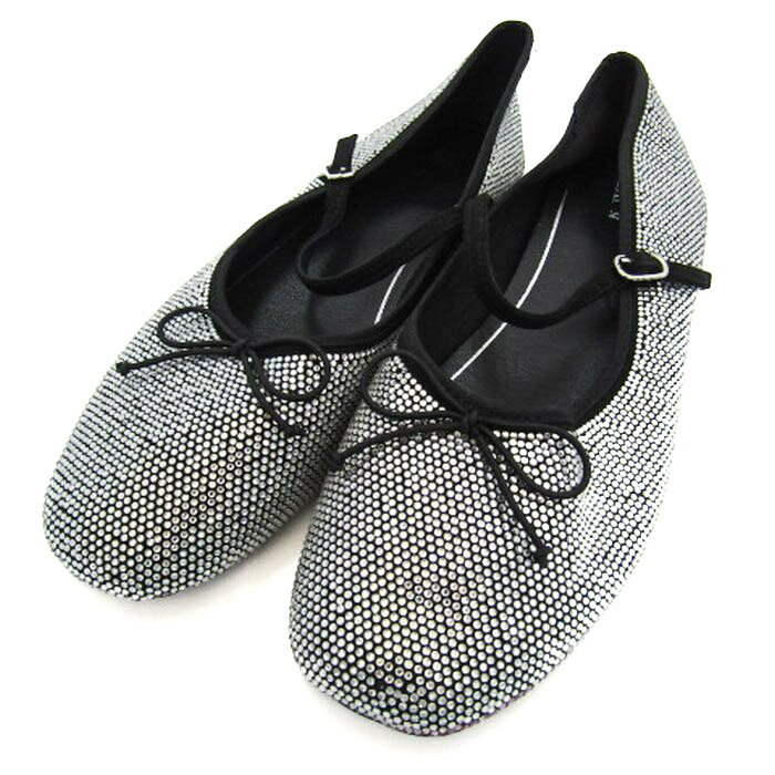 ザラ バレエシューズ ラインストーン サブリナシューズ 靴 レディース 38サイズ ブラック ZARA 【中古】