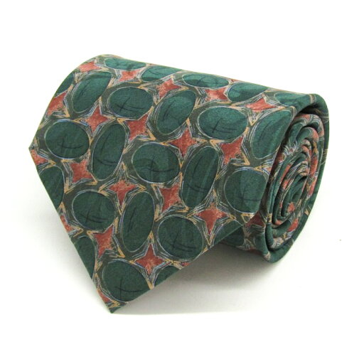 インベストメント ブランド ネクタイ シルク 小紋柄 総柄 PO メンズ グリーン TIE 【中古】 インベストメント ブランド ネクタイ シルク 小紋柄 総柄 PO メンズ グリーン TIE 【中古】