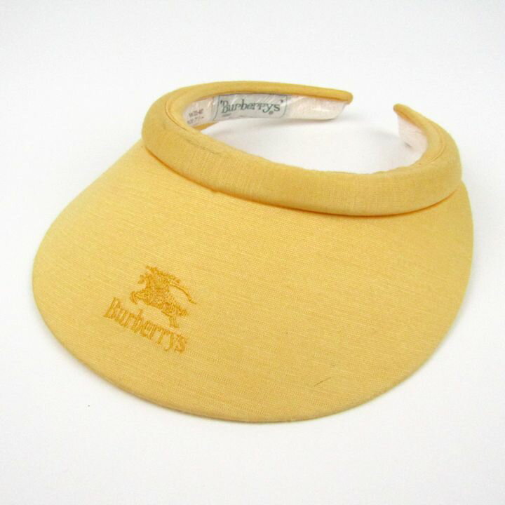バーバリーズ ゴルフ サンバイザー ホースマーク リネン 帽子 ブランド レディース イエロー Burberrys 【中古】