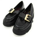 ザラ ローファー スリッポン 厚底 シューズ 靴 黒 レディース 35サイズ ブラック×ゴールド ZARA 【中古】