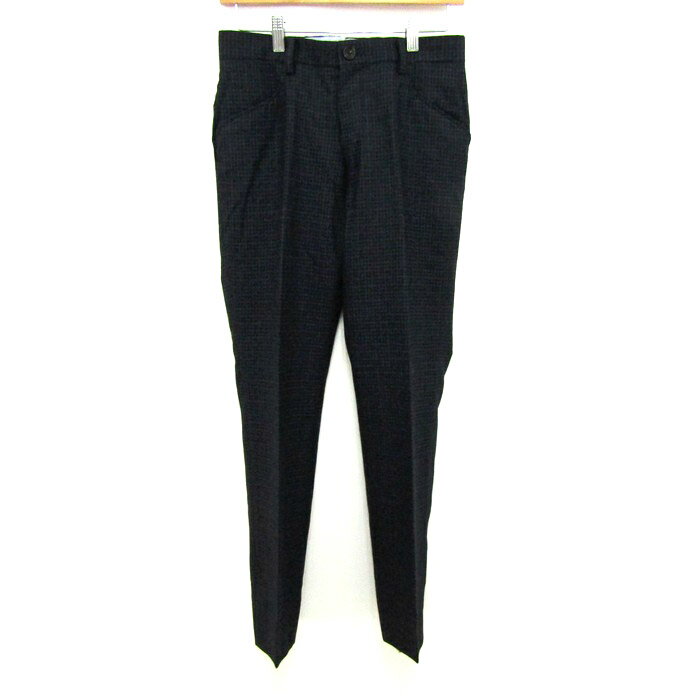 ダーバン パンツ ボトムス スラックス ウール チェック柄 日本製 メンズ 74サイズ ネイビー Durban 【中古】