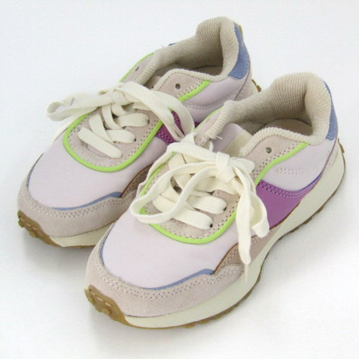 ザラ スニーカー ローカット 厚底 シューズ 靴 キッズ 女の子用 18.5サイズ ピンク×紫×ブルー×黄緑 ZARA 【中古】