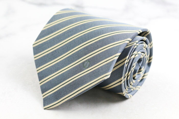 ダンヒル ブランド ネクタイ ロゴ ストライプ柄 シルク PO メンズ ブルーグレー Dunhill 【中古】