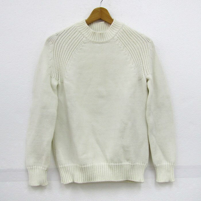 ダブルスタンダードクロージング ニット 長袖 クルーネック トップス メンズ 38サイズ ホワイト系 DOUBLE STANDARD CLOTHING 【中古】