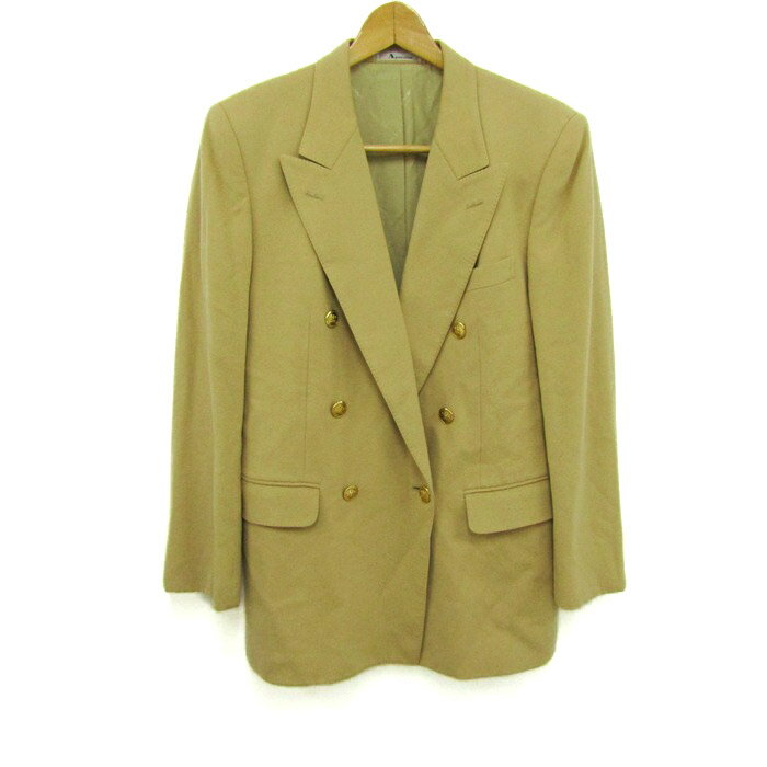 アクアスキュータム テーラードジャケット アウター ダブルブレスト ウール レディース フリーサイズ ベージュ Aquascutum 【中古】