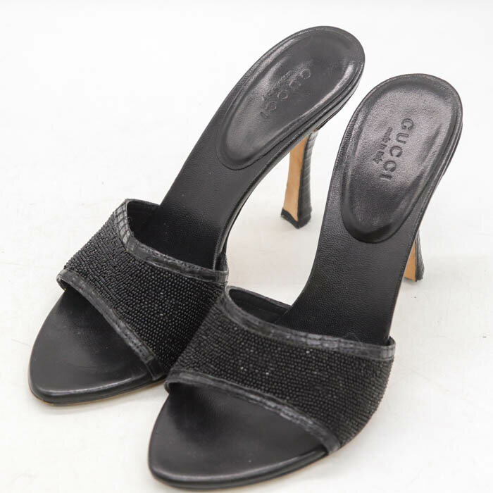 【中古】グッチミュールハイヒールブ...