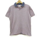タケオキクチ ポロシャツ 半袖 ボーダー トップス メンズ Mサイズ ピンク系×グレー系 TAKEO KIKUCHI 【中古】(4)