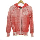 アルマーニエクスチェンジ ニット ジップアップパーカー 長袖 トップス レディース Mサイズ オレンジ系 ARMANI EXCHANGE 【中古】