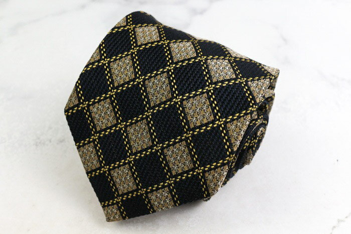 ダンヒル ブランド ネクタイ チェック柄 格子柄 シルク イタリア製 PO メンズ ネイビー Dunhill 【中古】