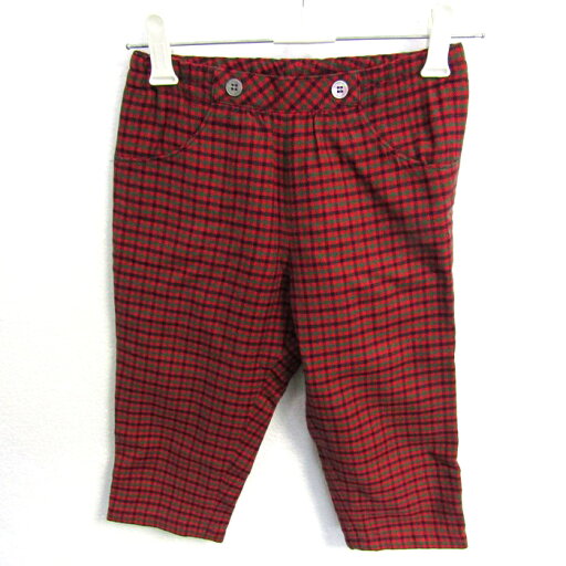 ファミリア パンツ ボトムス チェック柄 ウール混 ベビー 女の子用 90サイズ 赤×緑 Familiar 【中古】 ファミリア パンツ ボトムス チェック柄 ウール混 ベビー 女の子用 90サイズ 赤×緑 Familiar 【中古】
