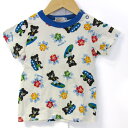 ミキハウス 半袖Tシャツ トップス アロハ アニマル柄 ダブルビー ベビー 男の子用 90サイズ 白×青 MIKIHOUSE 【中古】