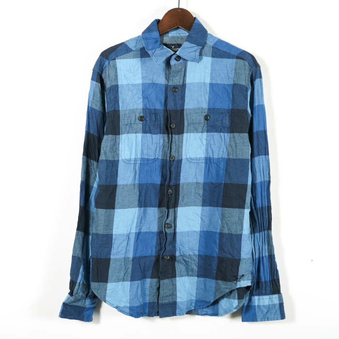 Rakuten - アメリカンイーグル 長袖シャツ トップス アメリカ古着 ヴィンテージ メンズ XSサイズ ブルー系 American Eagle 【中古】