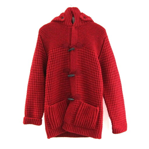 ブイネック ニットコート ダッフルコート アウター イタリア製 レディース XSサイズ レッド vneck 【中古】 ブイネック ニットコート ダッフルコート アウター イタリア製 レディース XSサイズ レッド vneck 【中古】