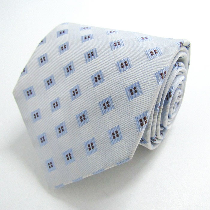 【最大50％OFFクーポン7月19日20:00〜7月26日01:59まで】コスビー ブランド ネクタイ 小紋柄 格子柄 スクエア柄 シルク PO メンズ ブルー cosby 【中古】