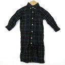 ラルフローレン ツナギ つなぎ オールインワン ロンパース チェック柄シャツ ベビー 男の子用 70サイズ 緑×紺 RALPH LAUREN 【中古】
