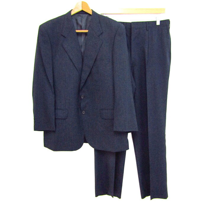 エルメネジルドゼニア スーツ セットアップ ウール100% 上下セット 記名有 メンズ Fサイズ ネイビー系 Ermenegildo Zegna 【中古】