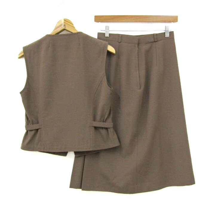 アデンダ セットアップ 上下セット ベスト スカート レディース フリーサイズ ブラウン系 Addenda by RENOWN 【中古】