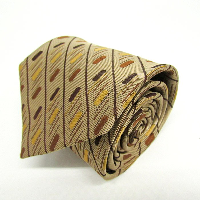 パーソンズ ブランド ネクタイ ストライプ柄 ドット パネル柄 シルク 日本製 PO メンズ ブラウン PERSONS 【中古】