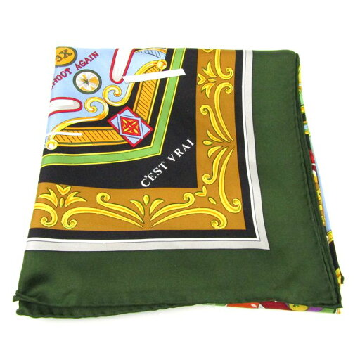 C'EST VRAI スカーフ ストール ビリヤード柄 シルク 大判 小物 ブランド レディース グリーン scarf 【中古】 C'EST VRAI スカーフ ストール ビリヤード柄 シルク 大判 小物 ブランド レディース グリーン scarf 【中古】