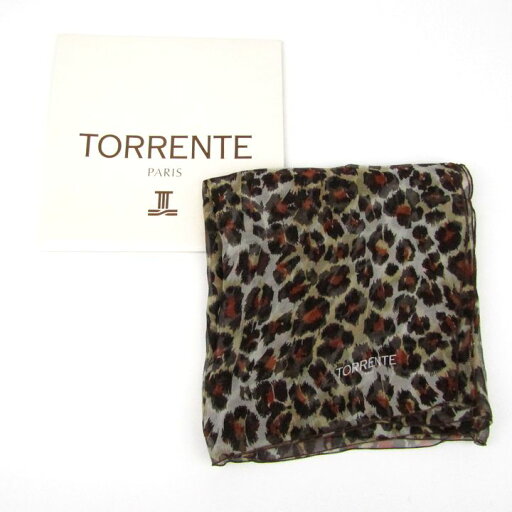 トラント スカーフ ストール アニマル柄 シルク フランス製 ブランド 小物 レディース ブラウン TORRENTE 【中古】 トラント スカーフ ストール アニマル柄 シルク フランス製 ブランド 小物 レディース ブラウン TORRENTE 【中古】
